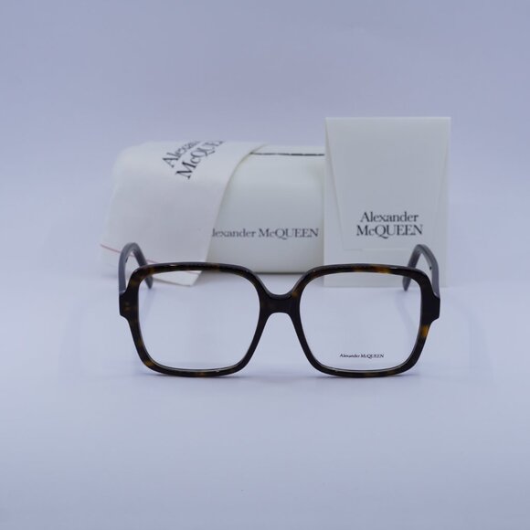 Alexander McQueen AM0286O 002 Square Eyeglasses 55mm - Havana - Picture 4 of 11